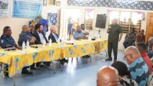 Hon. Russell Simon Wavik addressing the community and dignitaries. 